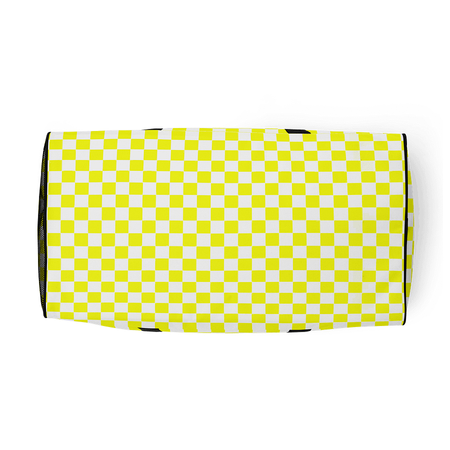 Checkered! Neon Yellow and White Checkers Duffel Bag product image (5)