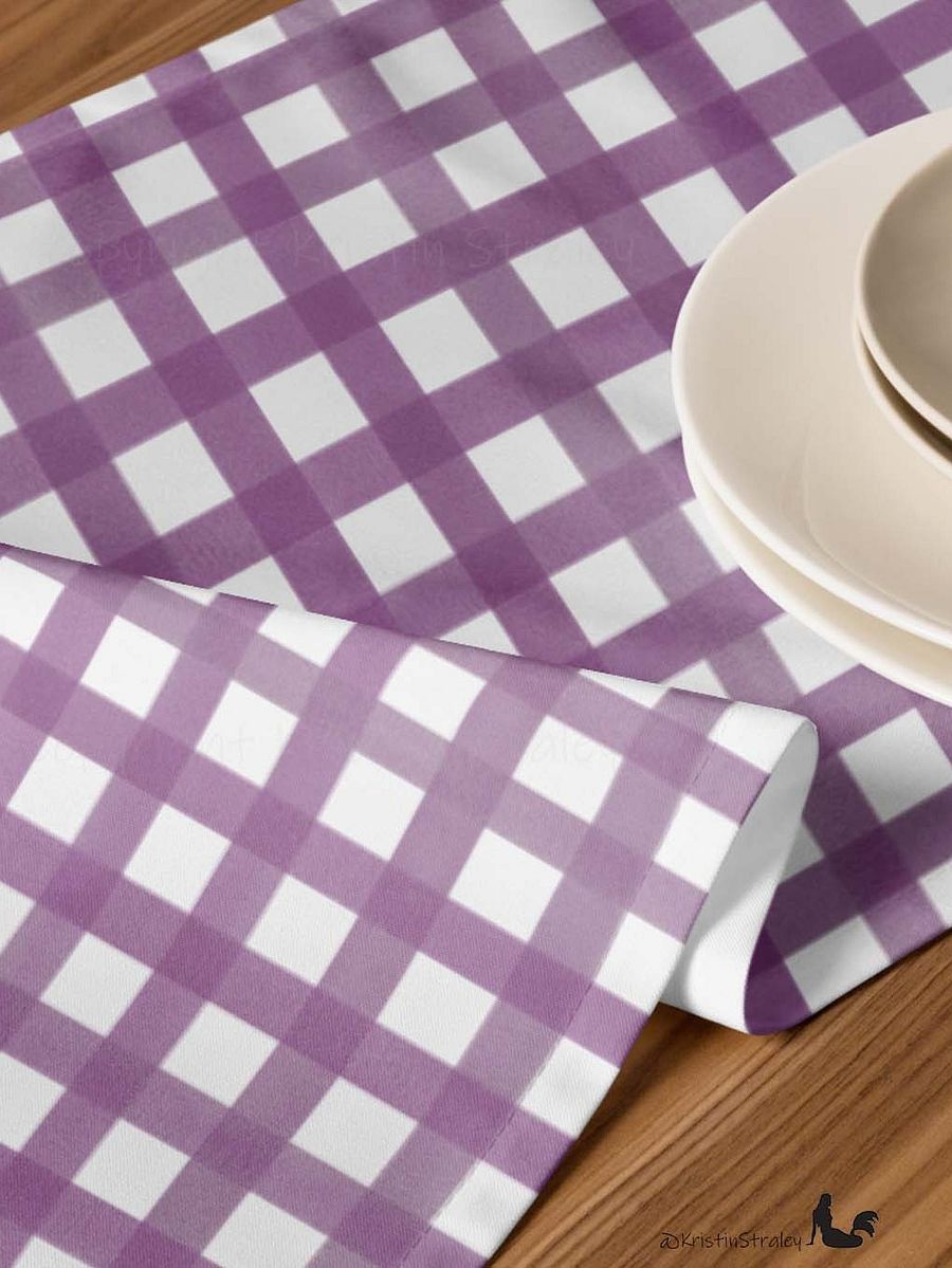 Mauve Gingham Checker on White Table Runner product image (7)