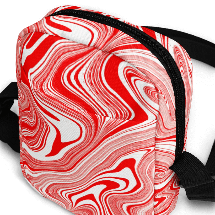 Utility Crossbody Bag - Red and White Liquid Swirls product image (8)