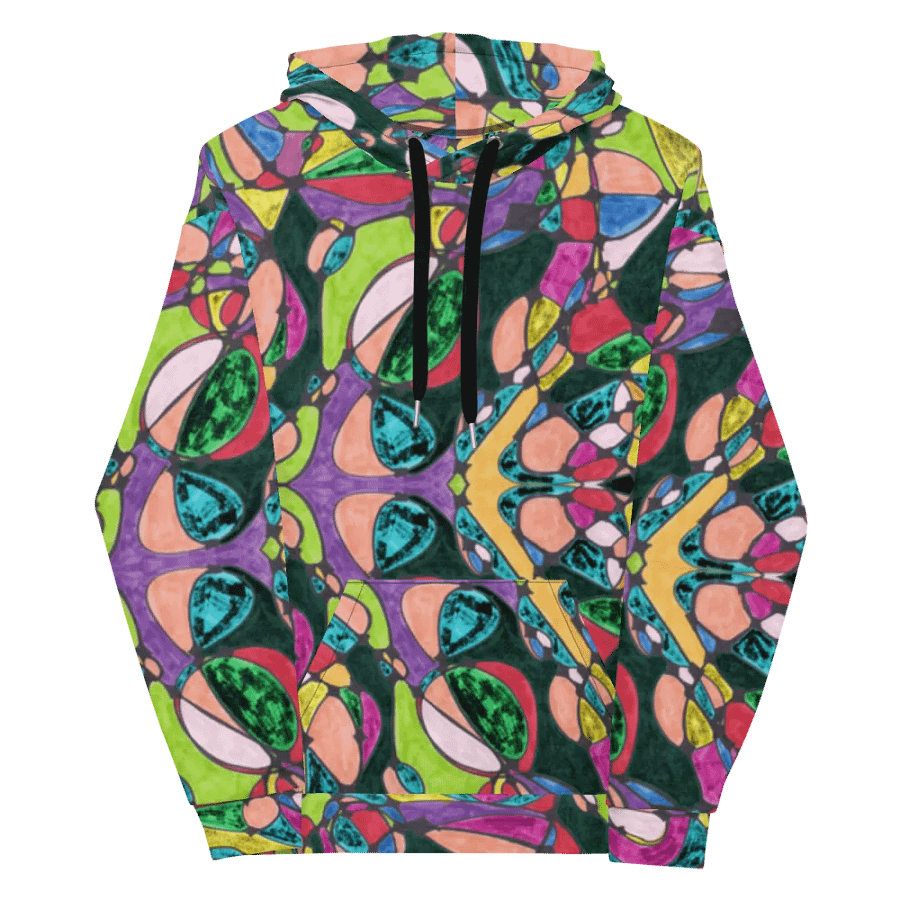 Abstract Colourful Patterned Neurographic Unisex Pull Over Hoodie product image (12)