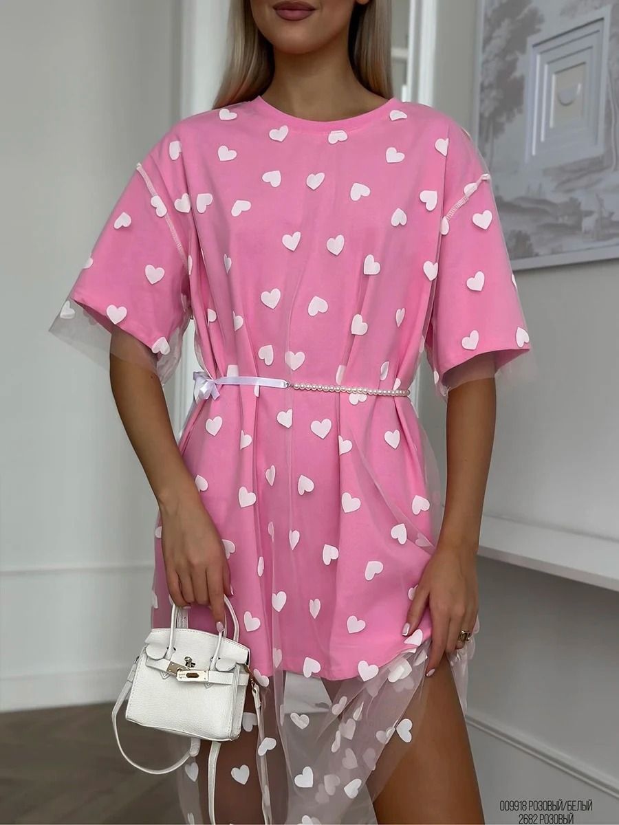 Heart Mesh Patchwork Tshirt product image (6)