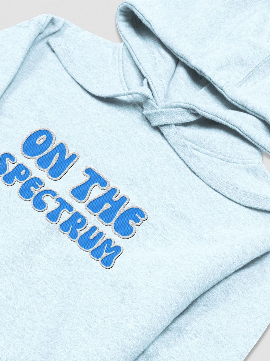 ON THE SPECTRUM lined design (lg., white and aqua) embroidered heavyweight hoodie product image (19)