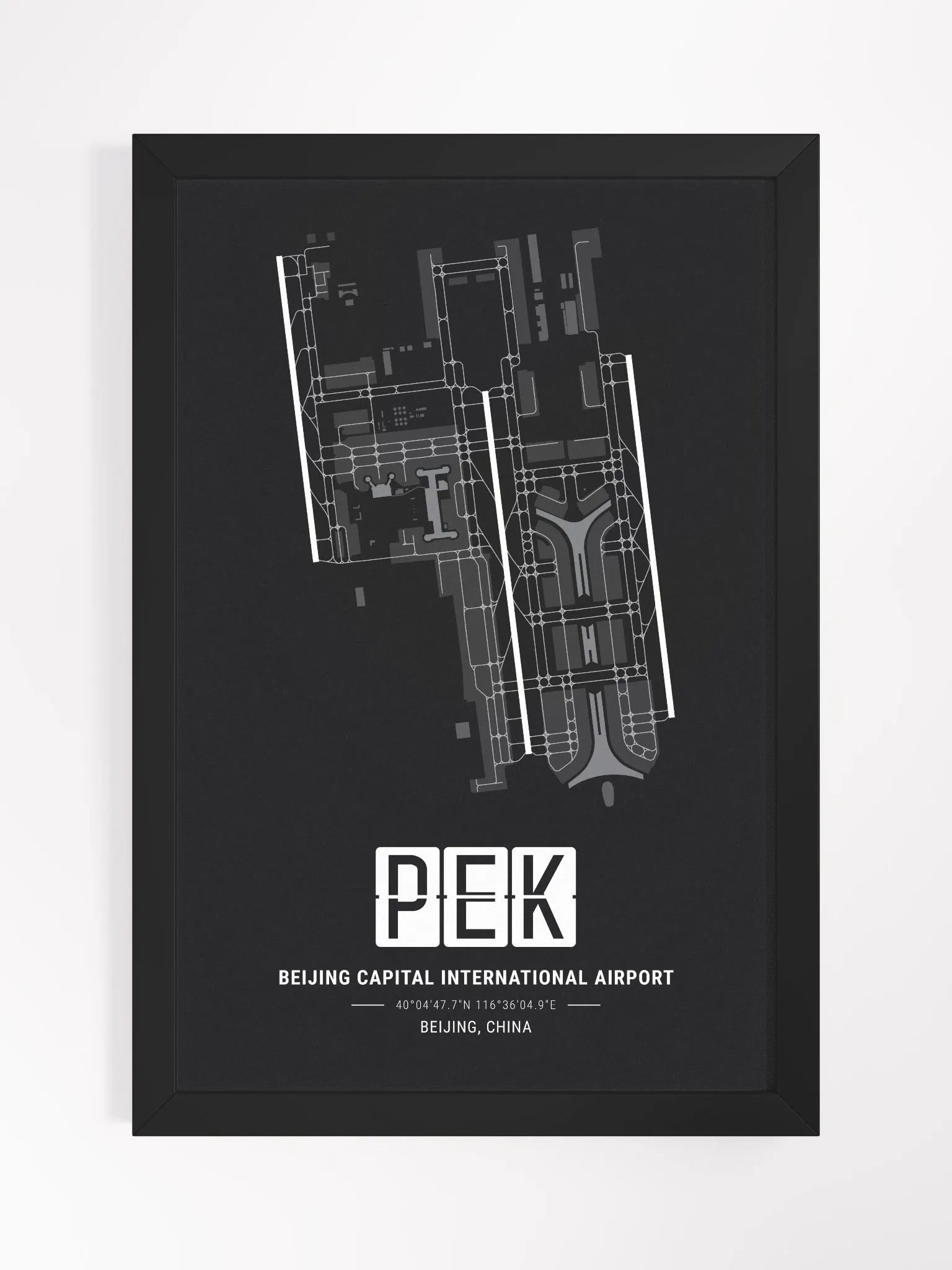 Framed Airport PEK Premium Map On Matt Paper product image (1)