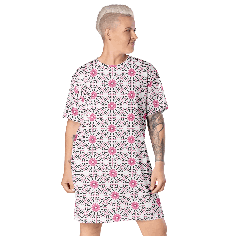 Pink Print Summer Dress, T-Shirt Dress product image (8)