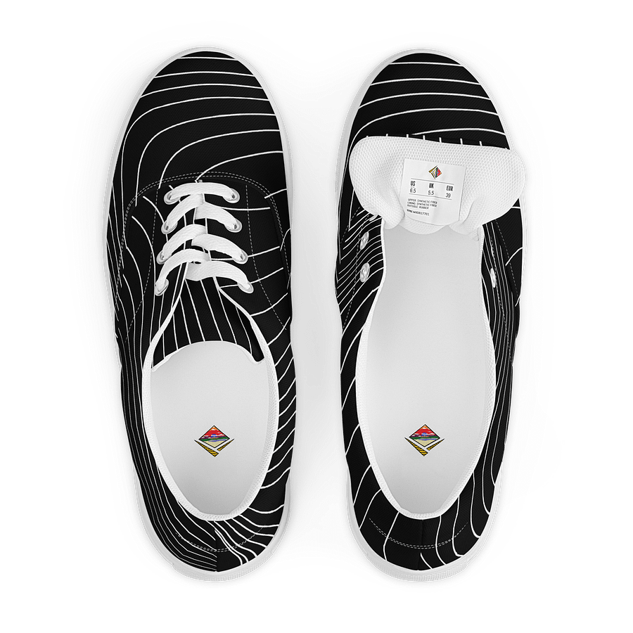 S³ White On Black Abstract Lace-Up Canvas Shoes product image (6)