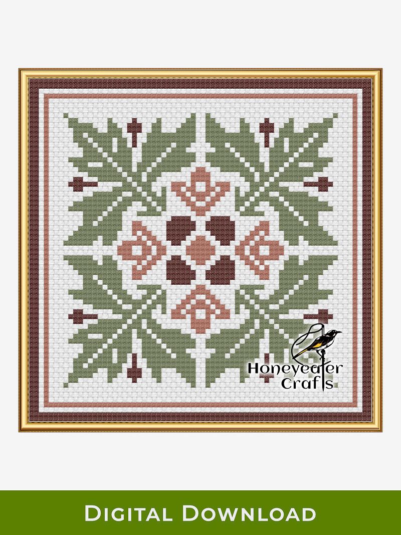 Flowers and Leaves: Abstract Cross Stitch Pattern PDF