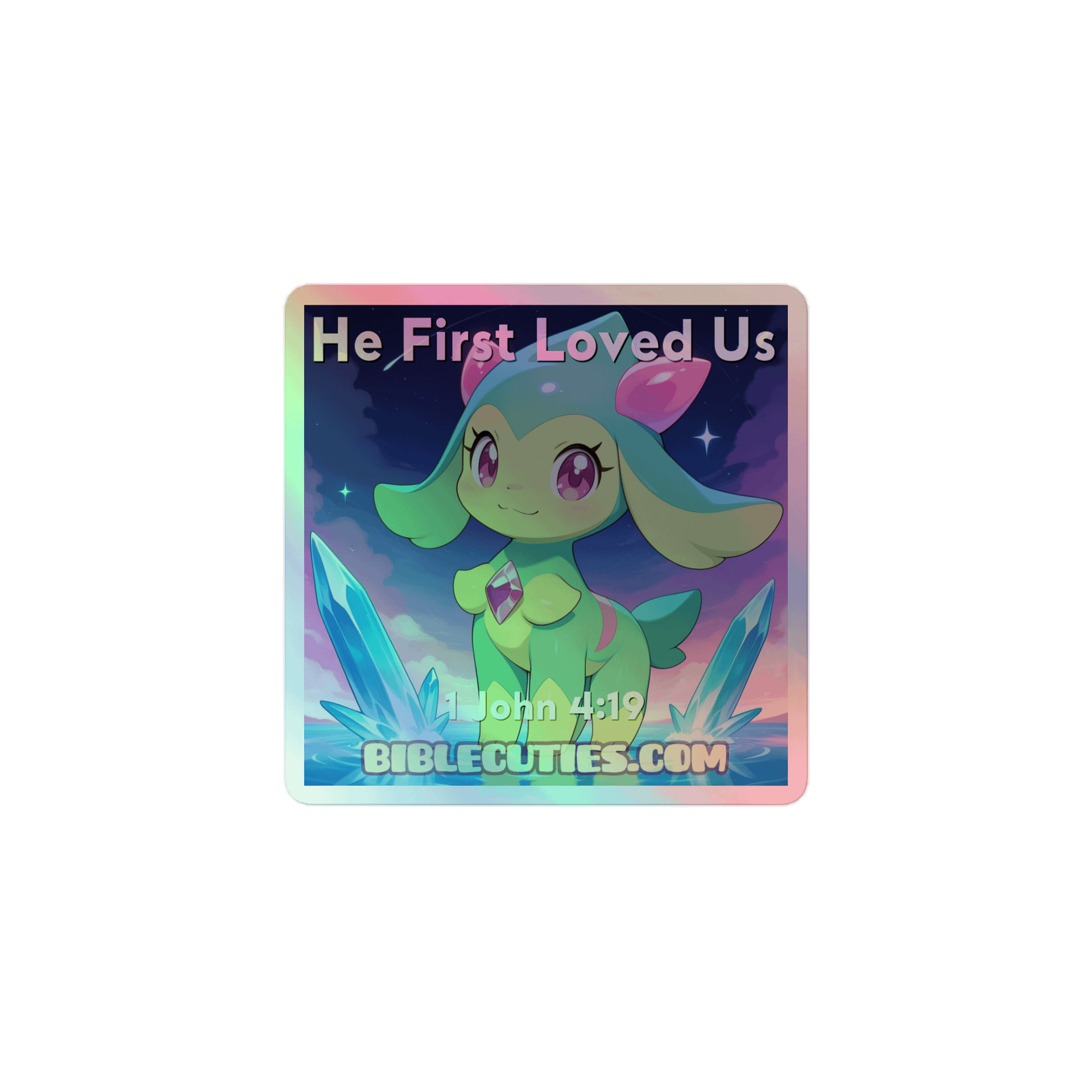 Bible Cuties Rebekah - He First Loved Us Holographic Sticker product image (1)