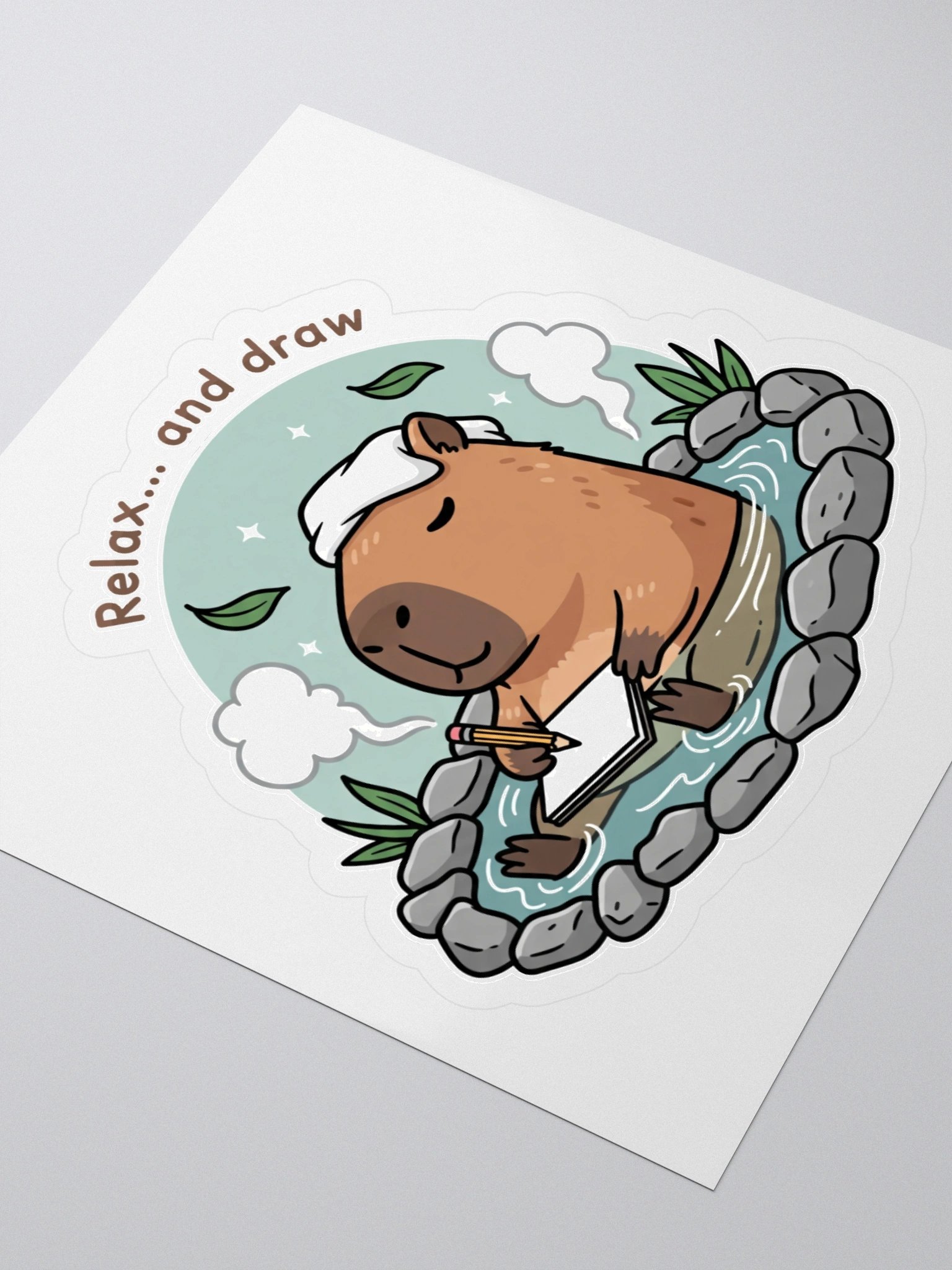 Capybara Sketch Spa Kiss Cut Sticker product image (3)