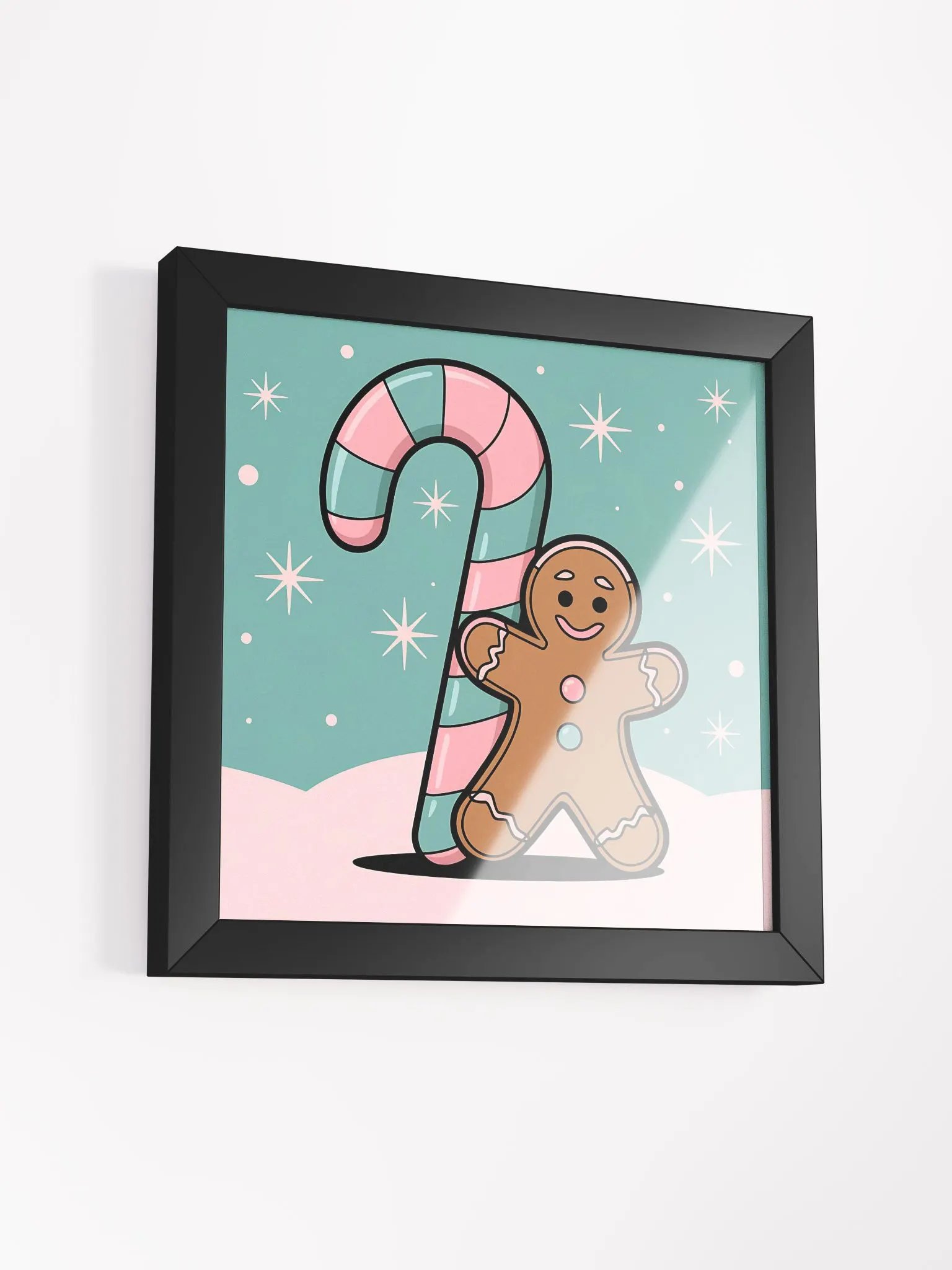 Festive Candy Cane and Gingerbread Man Framed Matte Poster product image (7)