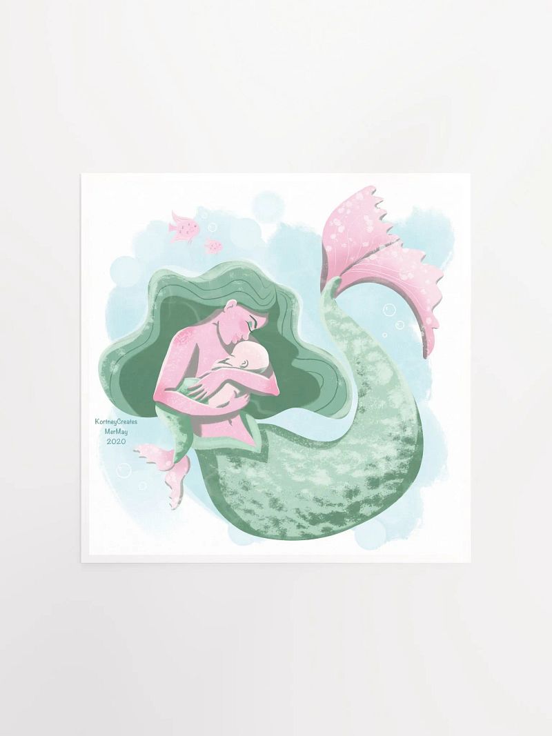 Mother and Baby Mermaids Art Print