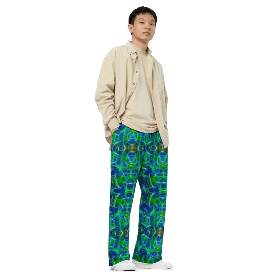 Green Blue Kaleidoscope Wideleg pants product image (3)