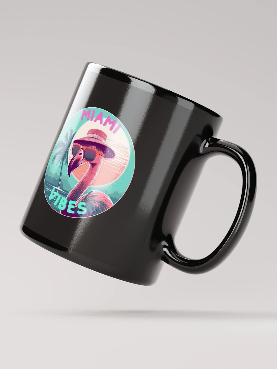 Miami Vibes Flamingo Black Glossy Mug product image (3)