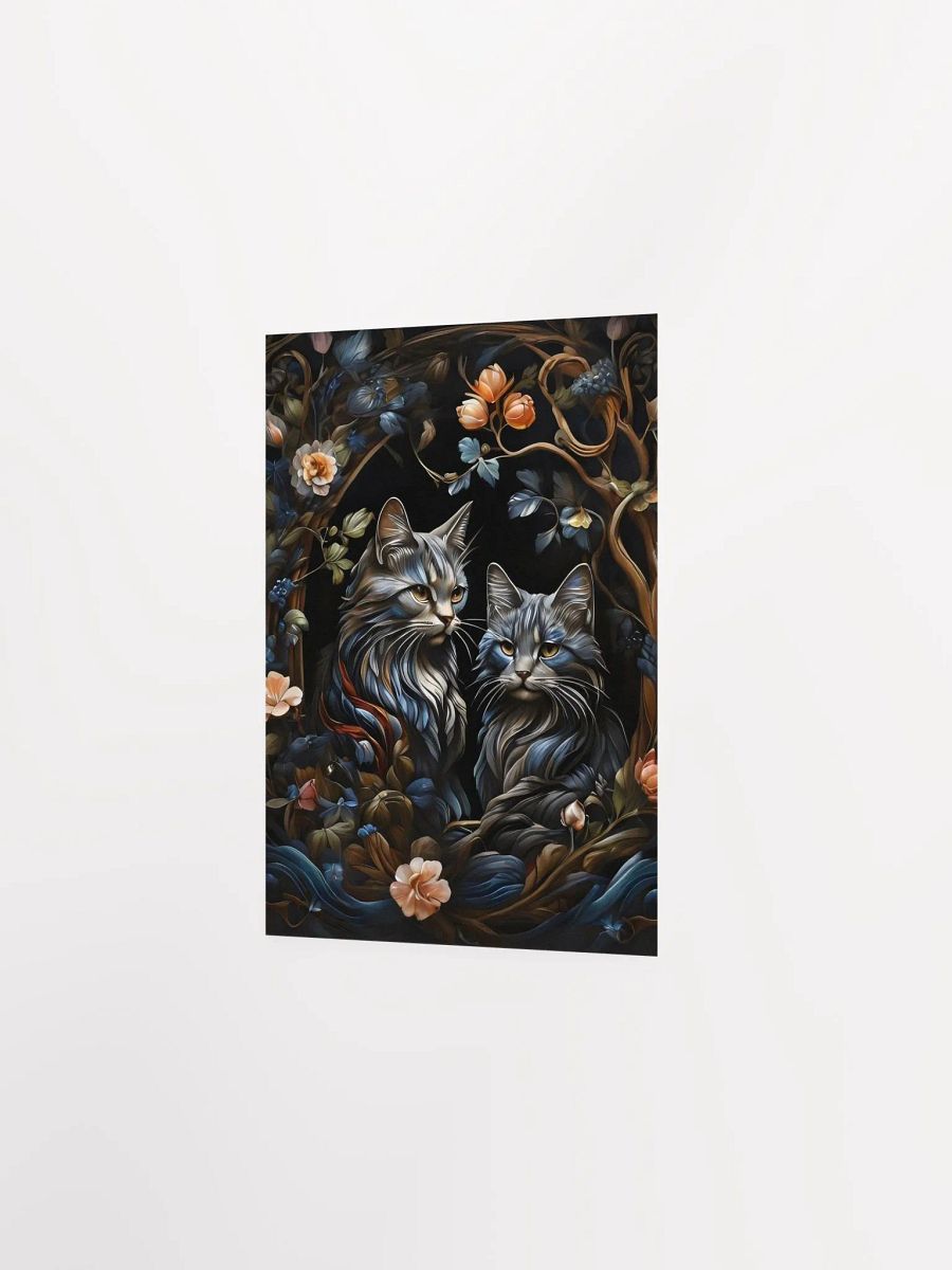 Regal Cats & Floral Art Poster product image (8)