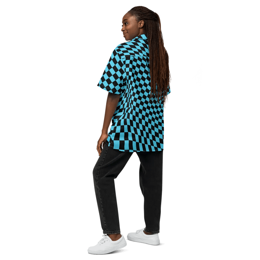 Vintage Retro Distorted Checkerboard Unisex Hawaiian Shirt product image (12)