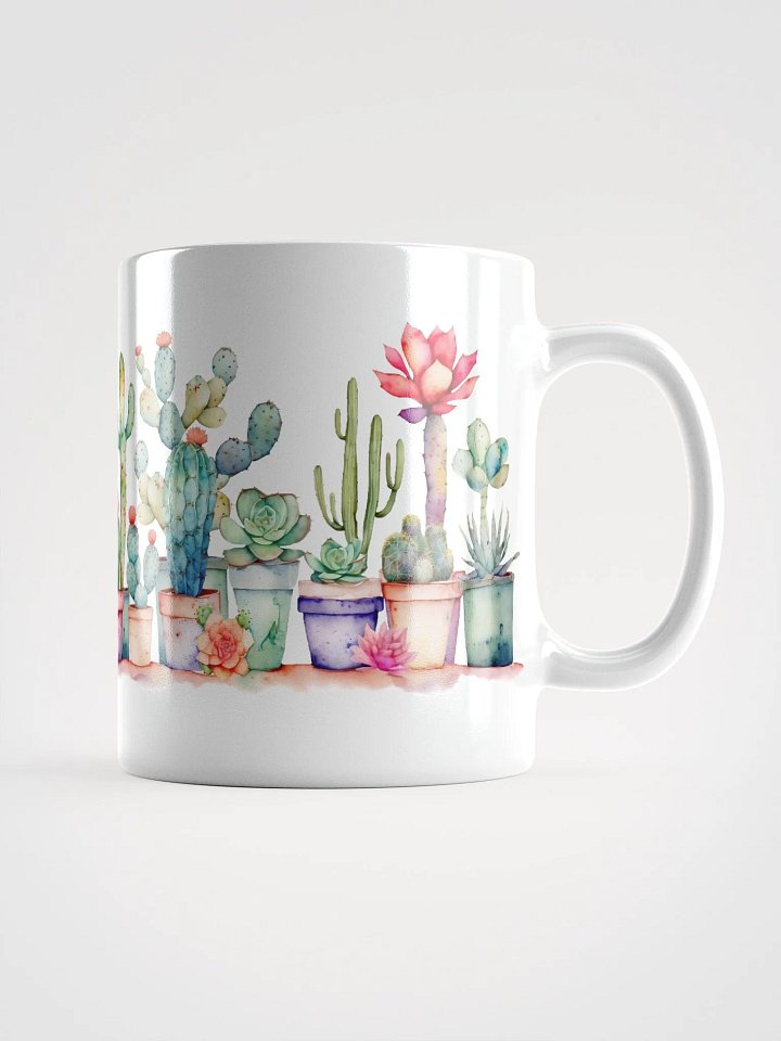 Colorful Potted Cacti And Succulents White Glossy Mug product image (2)