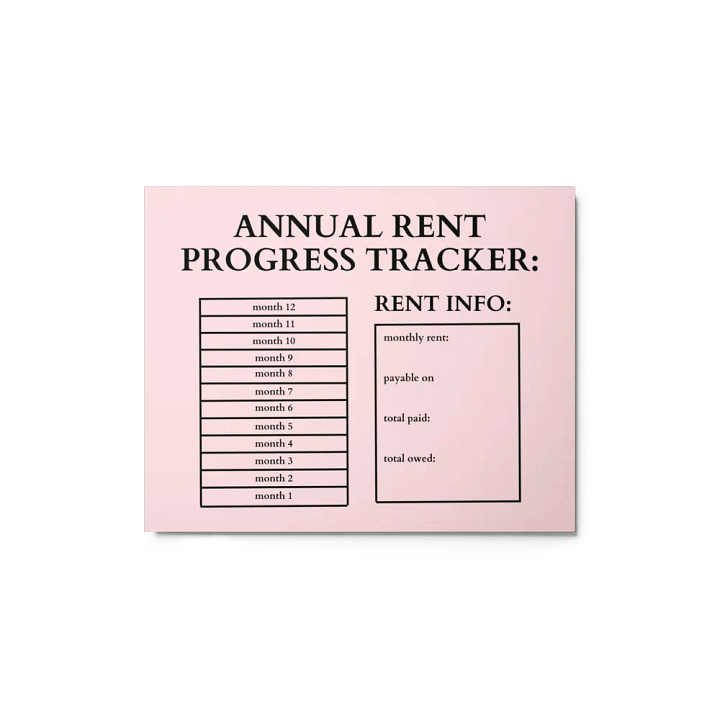HIGHFALUTIN ANNUAL RENT TRACKER (black design 2) product image (1)