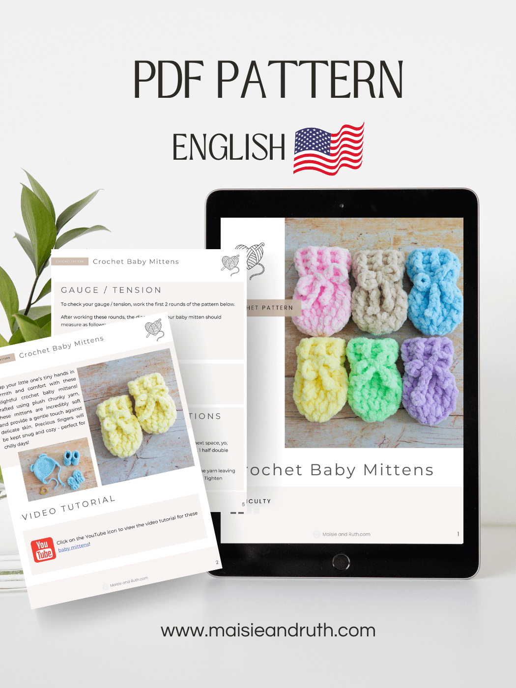 Crochet Pattern: Easy and Warm Baby Mittens product image (2)