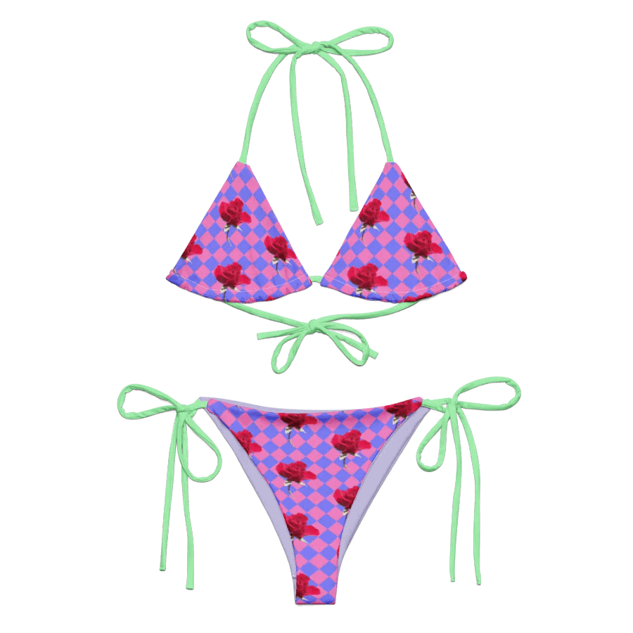 Rosy string bikini {melon and periwinkle} product image (2)