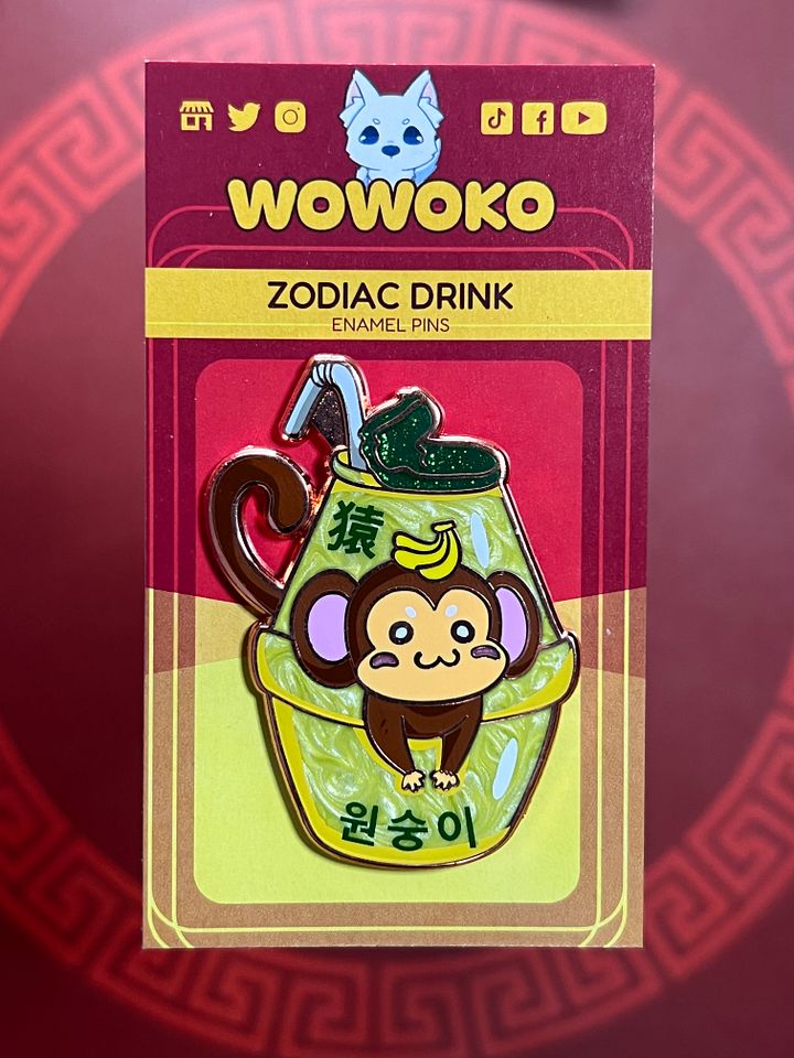 Enamel Pin - Zodiac Drinks - Banana Monkey Milk product image (1)