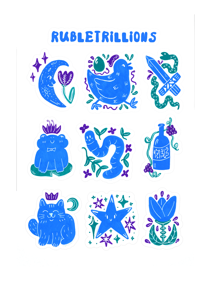 Doodle Sticker Sheet (Blue) - Hand Drawn by Ruble product image (1)