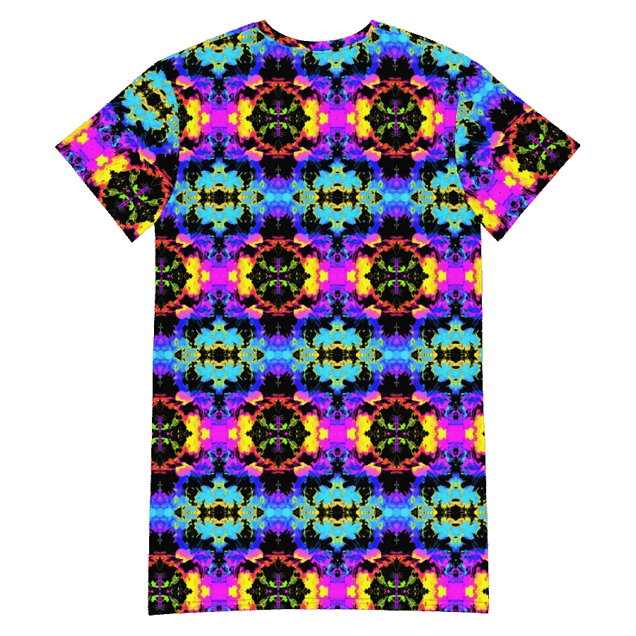 Abstract Neon Melting Daises Ladies T Shirt Dress product image (6)