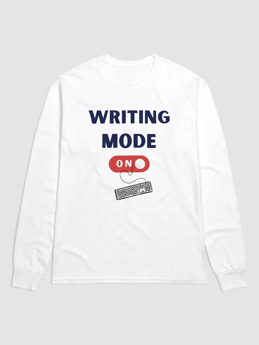 Writing Mode On - White long sleeve T-shirt product image (1)