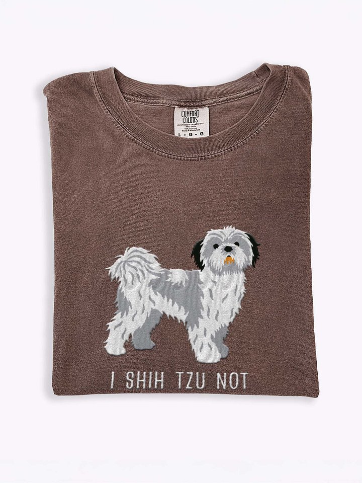 I Shih Tzu Not T-Shirt(Embroidered) of a Shih Tzu(Blue & White) product image (1)