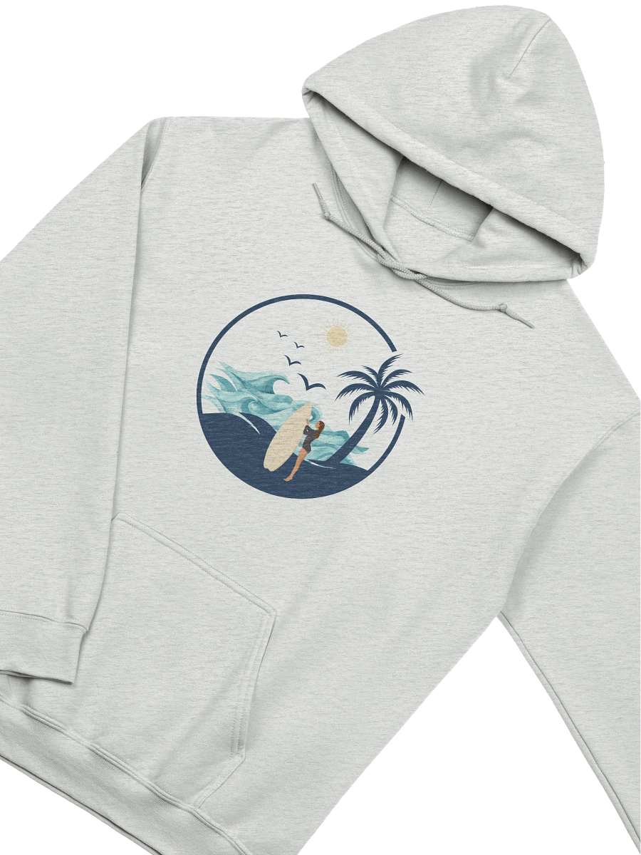 Vintage Surfer Girl Circle – Retro Palm Tree, Sun & Ocean Waves Design Hoodie product image (3)