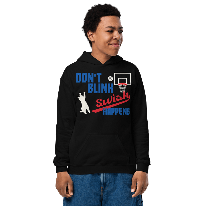 Basketball Cat (DON'T BLINK, Swish HAPPENS) - Unisex Youth Hoodie product image (1)
