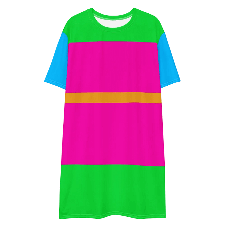 Blue Green Pink Orange Color Block T-Shirt Dress product image (11)