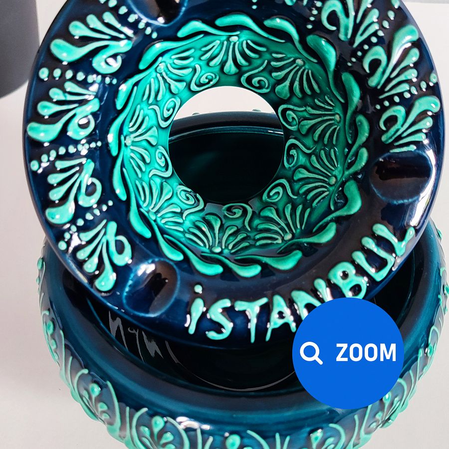 Ceramic ashtray, turquoise/green/emerald — handmade pottery product image (7)