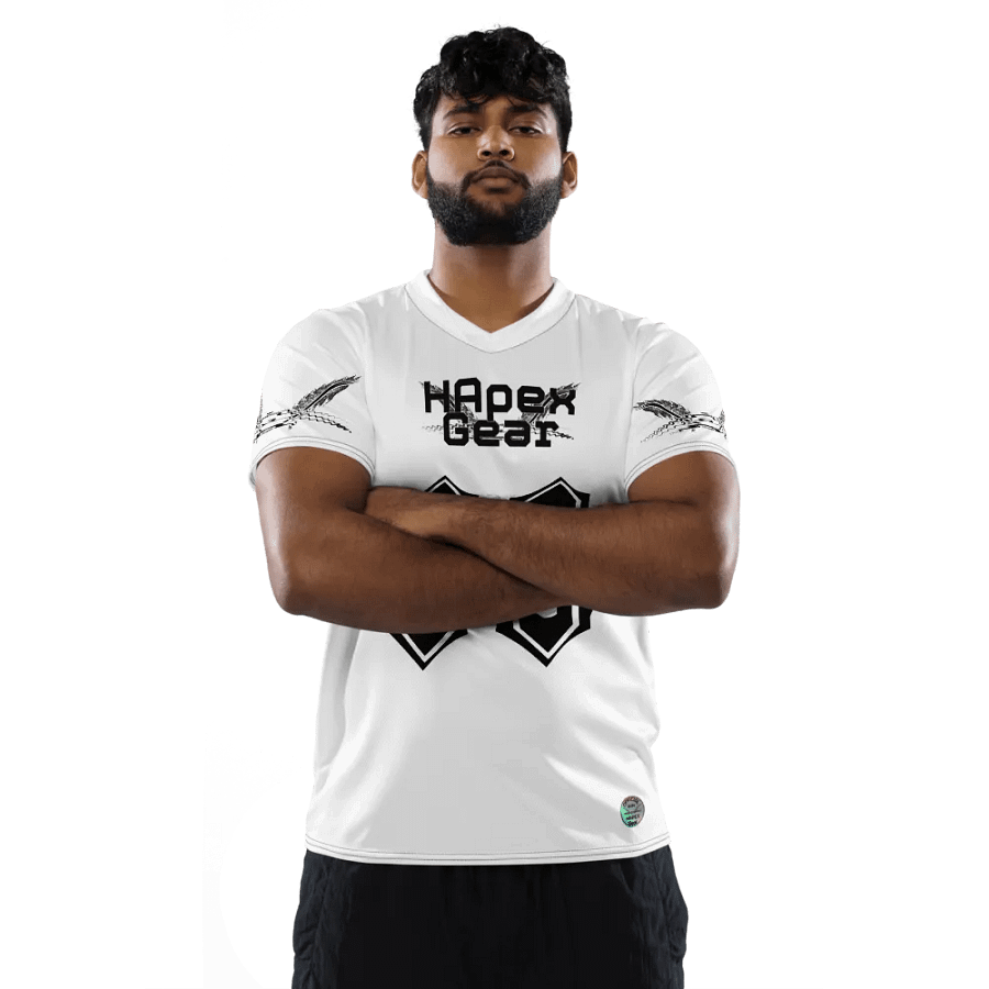 Recycled Unisex Sports Jersey - White - Black HApex Gear Black Logo product image (5)