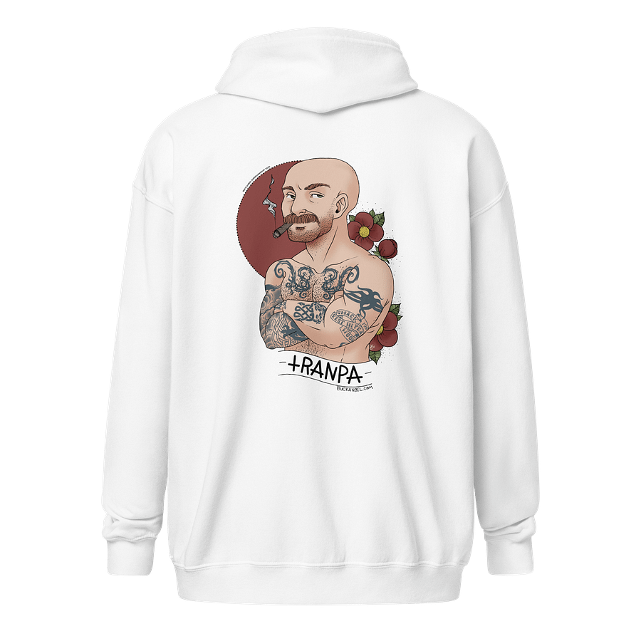 [Buck Angel Shop] Buck Tranpa Tattoo Drawing - Unisex Zip Hoodie [black lettering] product image (10)