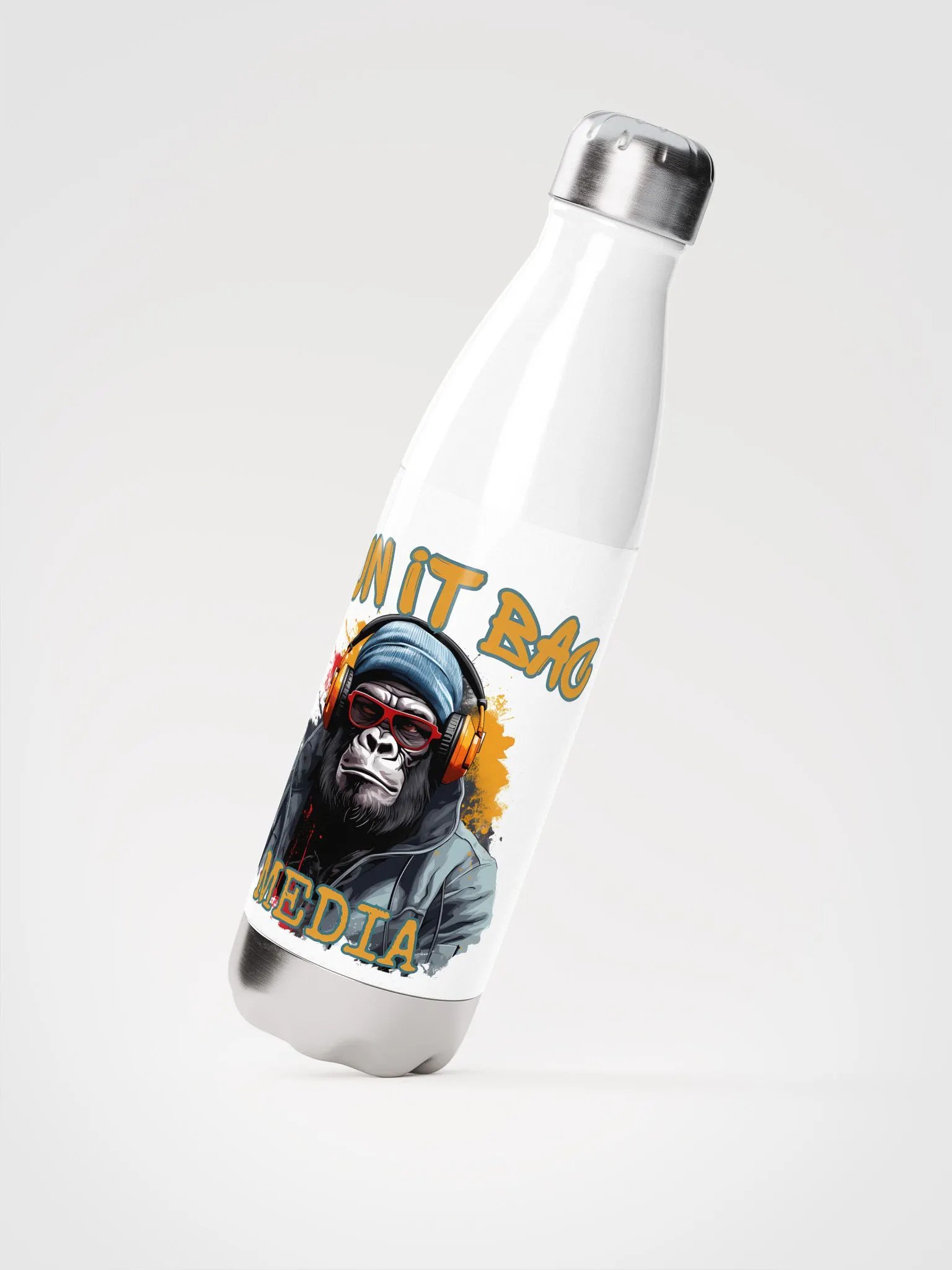 RUN It BAC Media Water Bottle White product image (2)