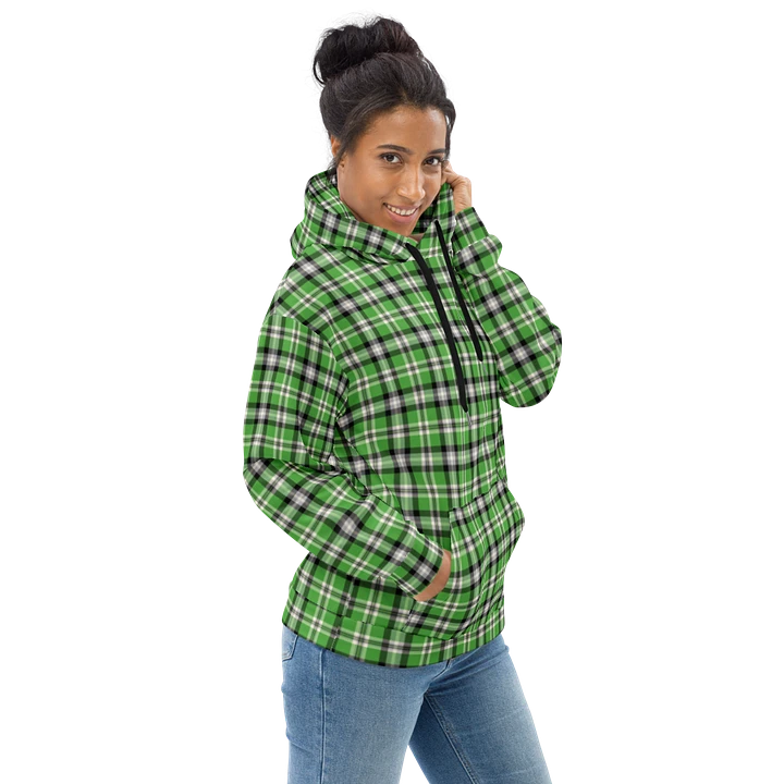 Bright Green, Black, and Gray Plaid Hoodie product image (1)