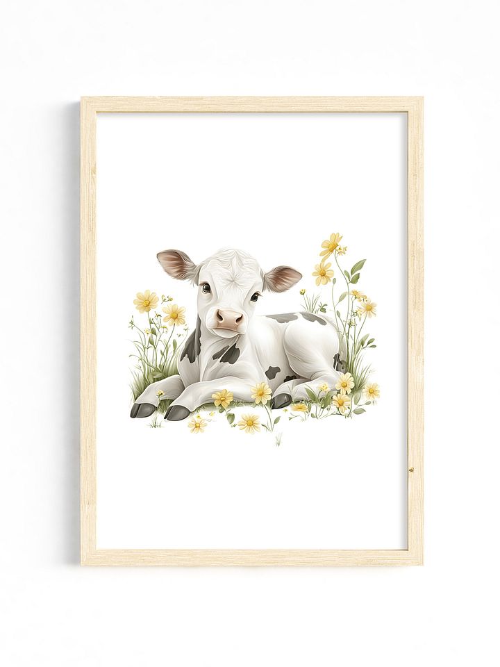 Holstein Cow in Yellow Wildflowers Farmhouse Nursery Print product image (1)