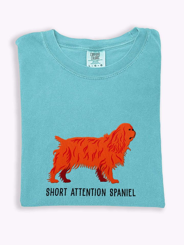 Short Attention Spaniel T-Shirt(Embroidered) of an English Toy Spaniel(Ruby) product image (1)