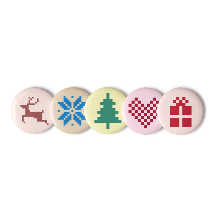 Pixelated Holiday Pin Buttons product image (1)