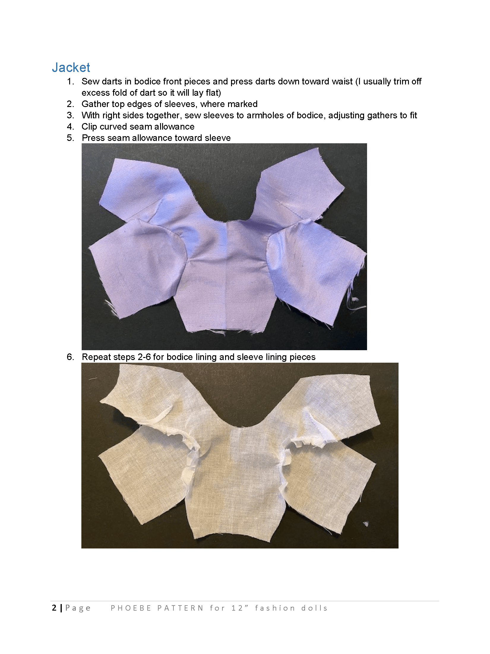 Phoebe sewing pattern for 12" fashion dolls product image (3)