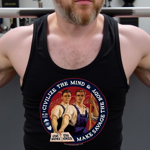 Share your thirst for knowledge and fitness with our Stay Woke, Stay Yoked Tankie Top! It's perfect for wearing at the gym or...