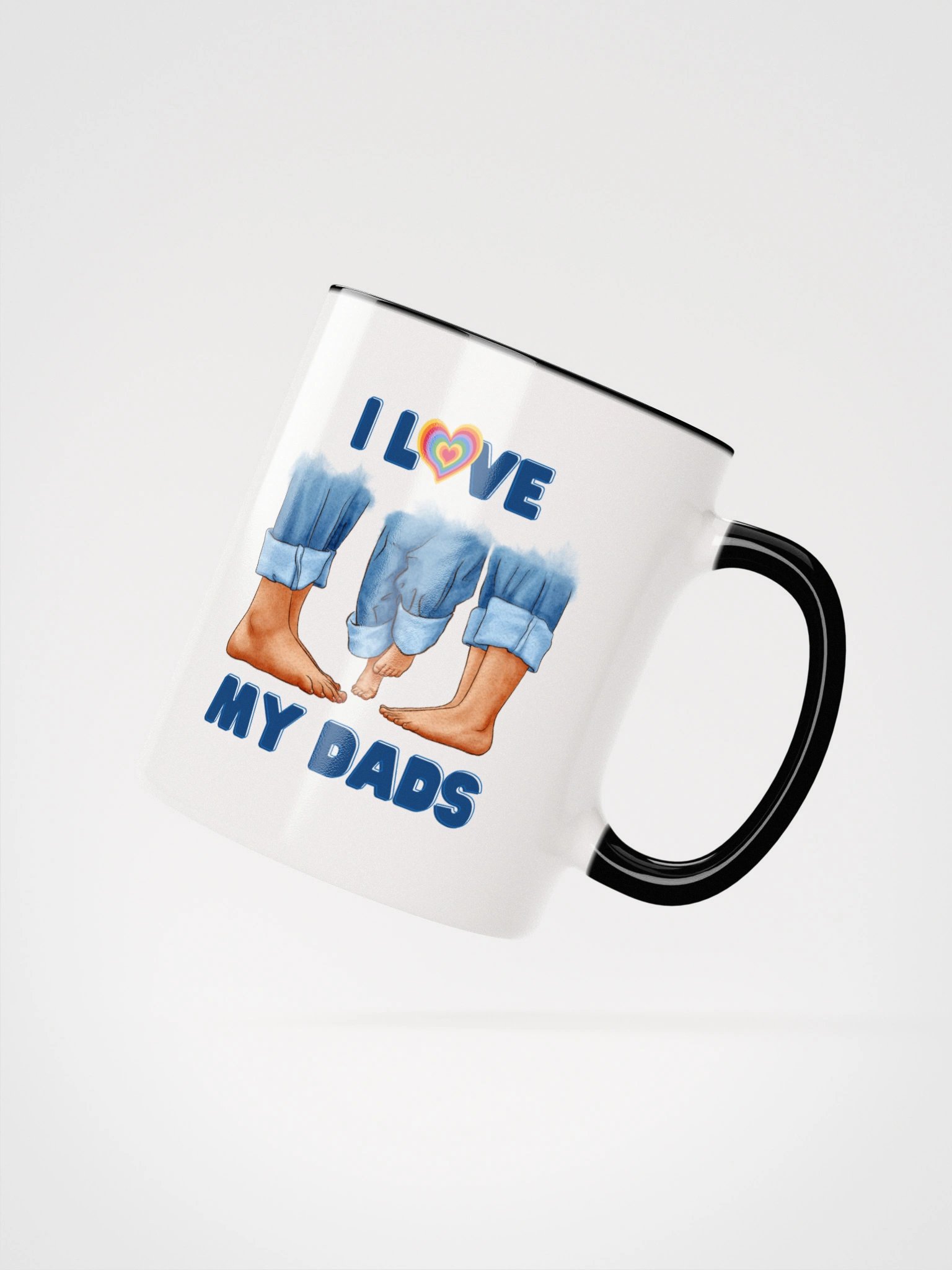 Gay Pride Parents Design with Child and Dads Illustration Ceramic Mug with Color product image (2)
