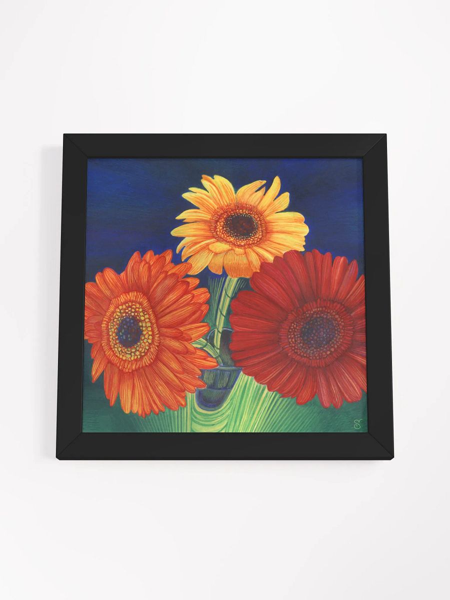 Vibrant Matte Poster in Ayous Wood Frame - 3 Bright Gerberas product image (51)