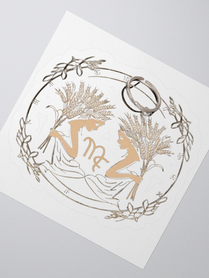 Virgo Zodiac Sticker - Maiden with Wheat & Floral - Durable Vinyl product image (4)