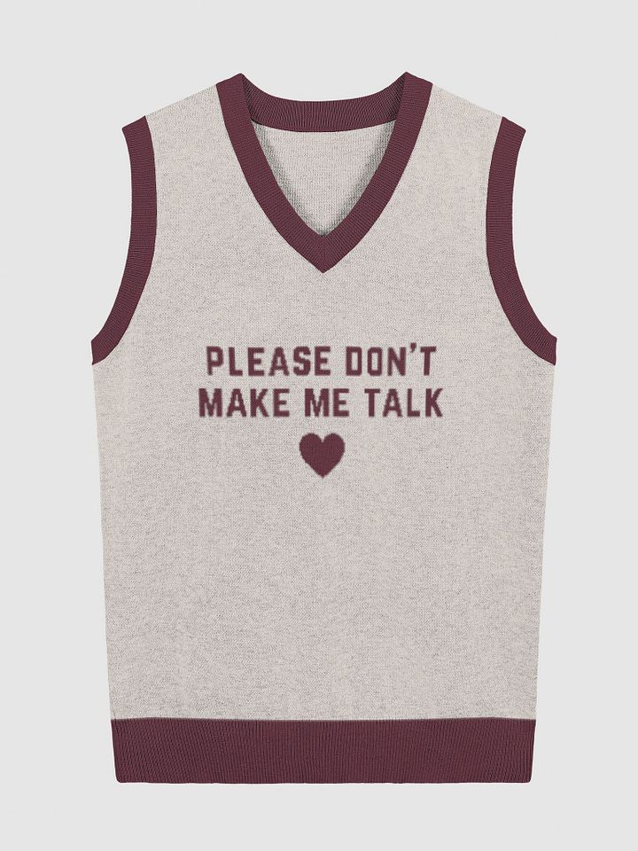 PLEASE DON'T MAKE ME TALK (tan and maroon) knitwear vest product image (2)
