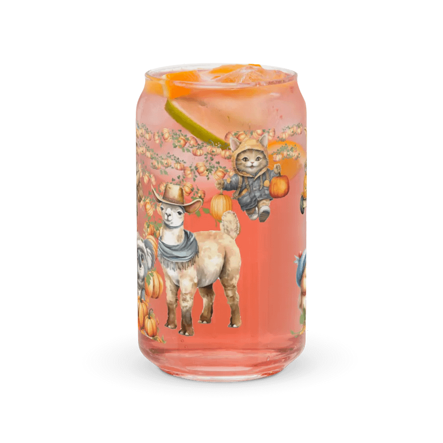 Witches Brew Coven: The Pumpkin Harvest Glass Can Tumbler | 16oz Fall-Themed Drinkware | Whimsical Animal Design product image (10)