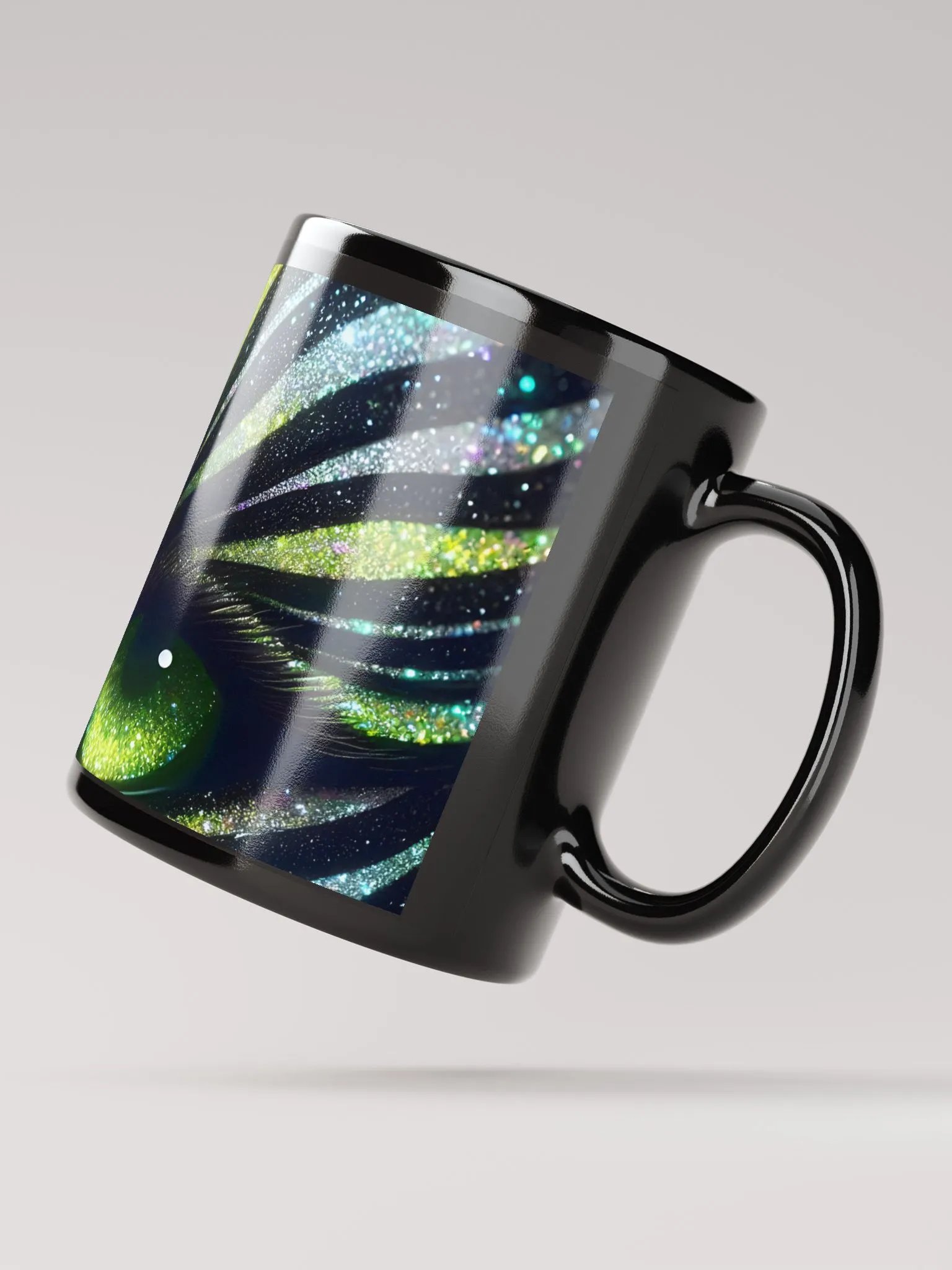 Glimmering Green-Eyed Cat Mug product image (4)