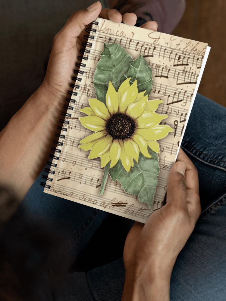 Distressed Watercolor Sunflower Print on Sheet Music product image (7)