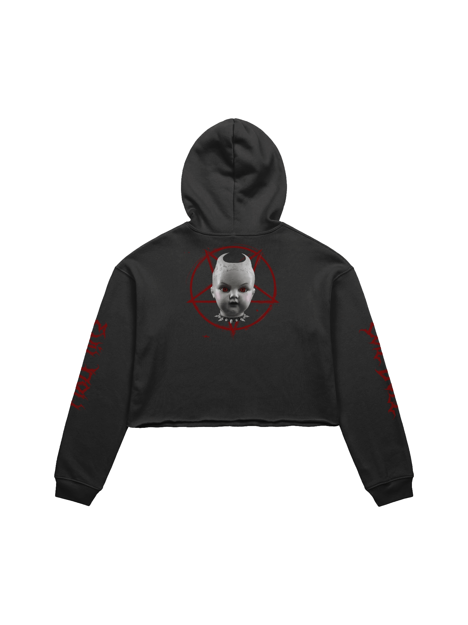 EVIL DOLL FLEECE CROP HOODIE product image (2)