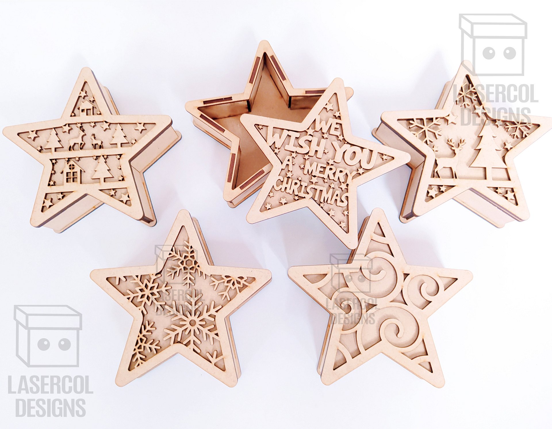 Christmas Star Box (2 Sizes, 5 Styles) - Laser Cut Files product image (2)