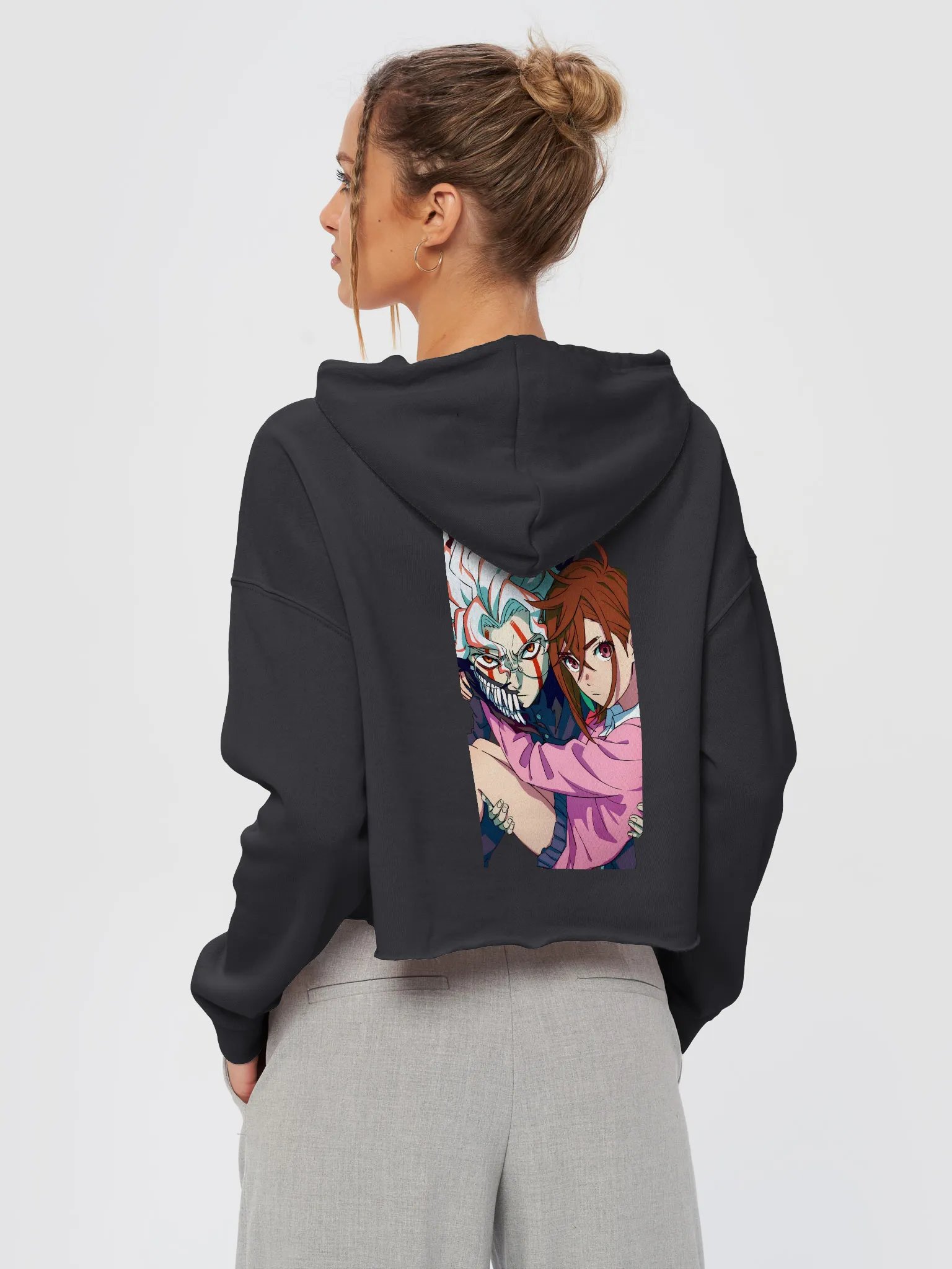 XBOYI x DanDaDan | Hoodie Crop Momo x OKARUN — Amor Paranormal product image (4)